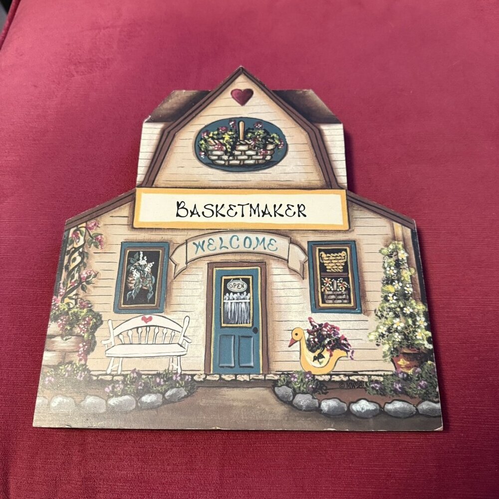 Vintage Brandywine Woodcrafts Wooden Basketmaker Building Shelf Sitter 1990's